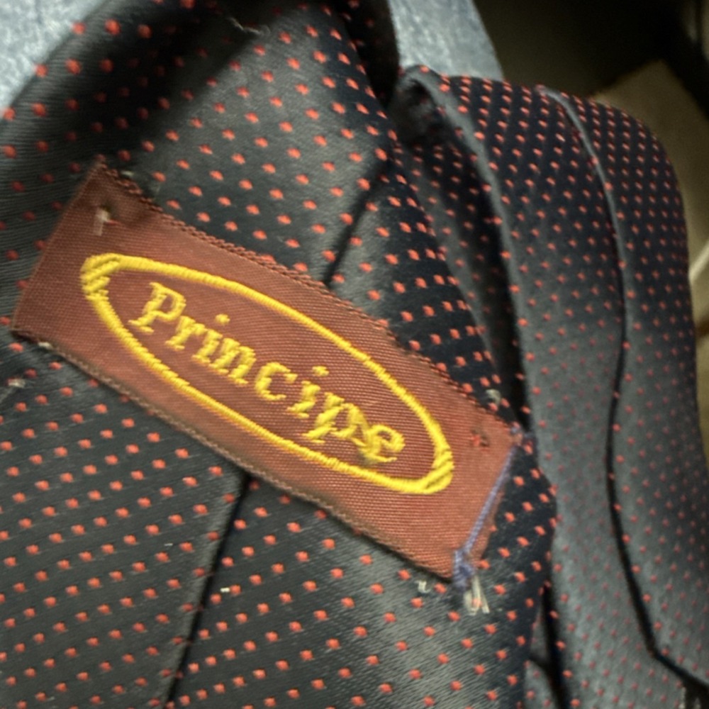 Principe Men's Tie Black with Red Polka Dots Polyester RN134886 Classic‎ Pattern